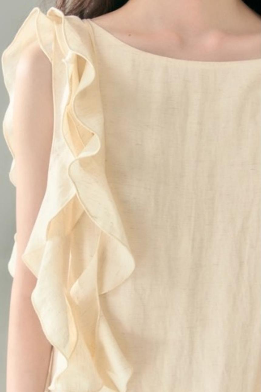 Three-Dimensional Rose Lace Linen-Blend Dress