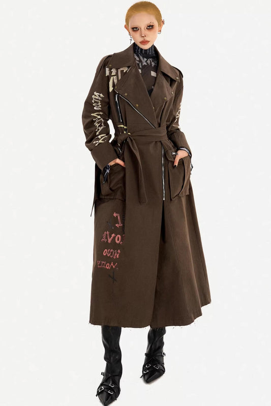 Retro Punk Brown Trench Coat