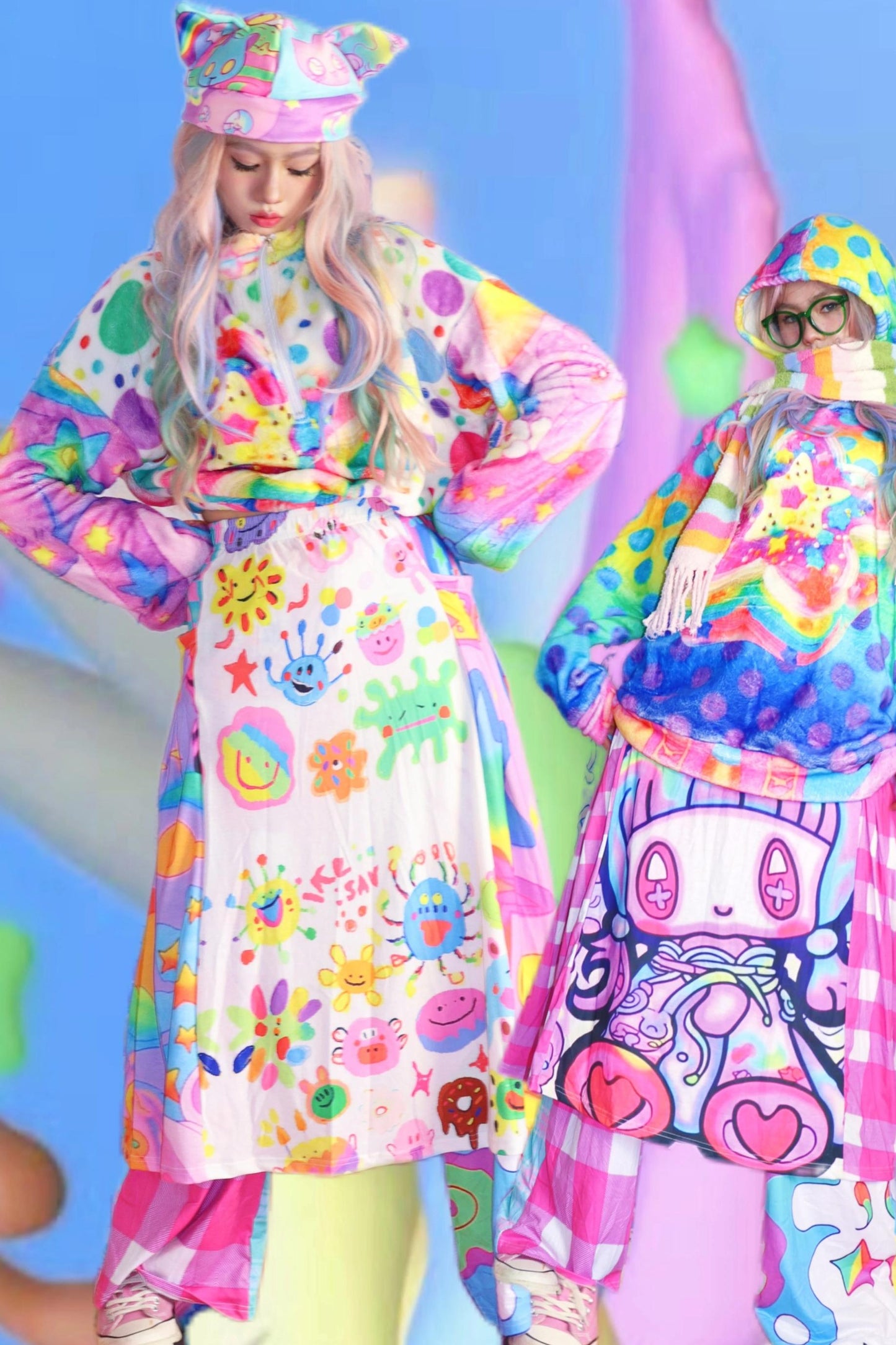 Leerroo Punk Print Cat Ear Hat