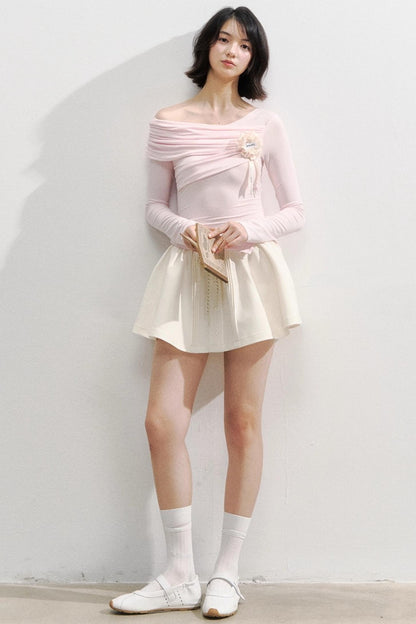 Slanted Shoulder Color Block T-Shirt