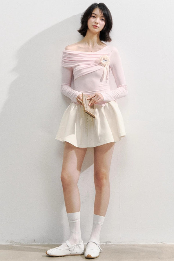 Slanted Shoulder Color Block T-Shirt