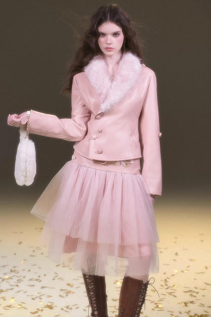 Pink Leather Jacket Set-Up