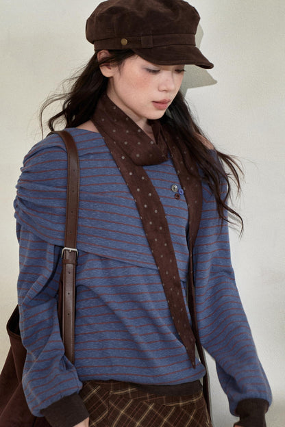 Retro Striped Off-Shoulder Top