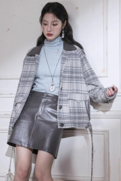 Snow Plaid Wool Tweed Jacket Set-Up