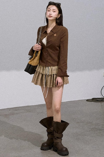 Lyocell Perforated Embroidered Puffy Cake Skirt