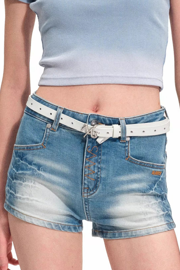 Equestrian Denim Skinny Shorts