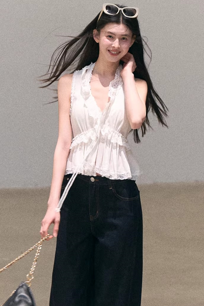 Hidden Petals Silk Lace Top