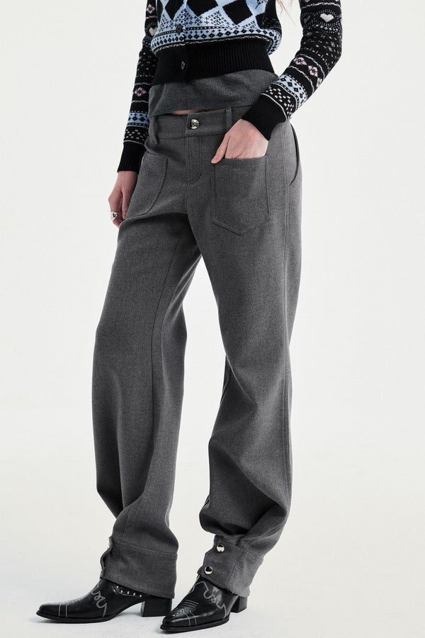 Khaki Tapered Flared Pants