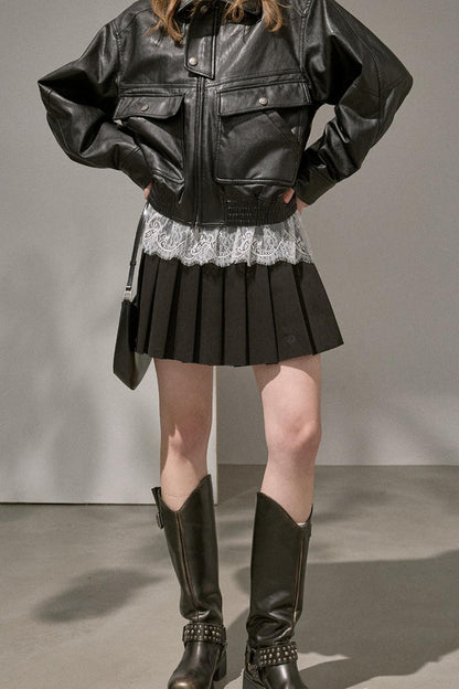 Preppy Silk Pleated Puffy Skirt