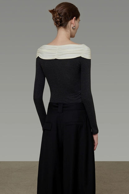 Elegant Collar Knitwear Top