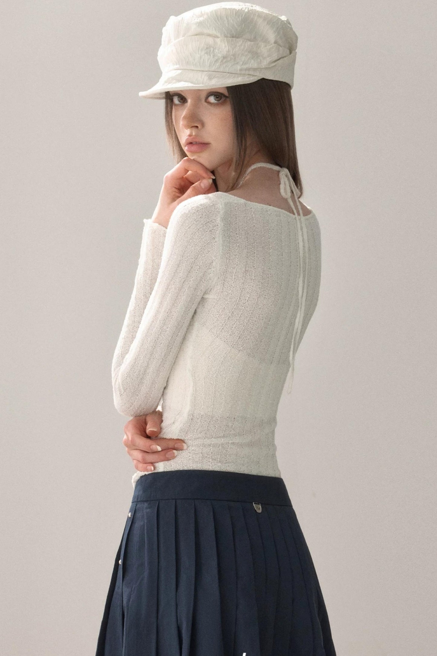Sweet Lace-Up Knit Top