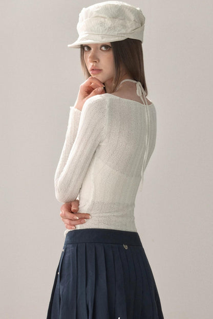 Sweet Lace-Up Knit Top