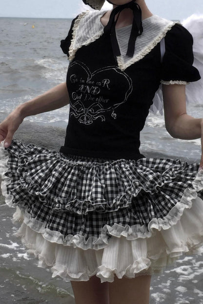 Black And White Plaid Suit Set-Up