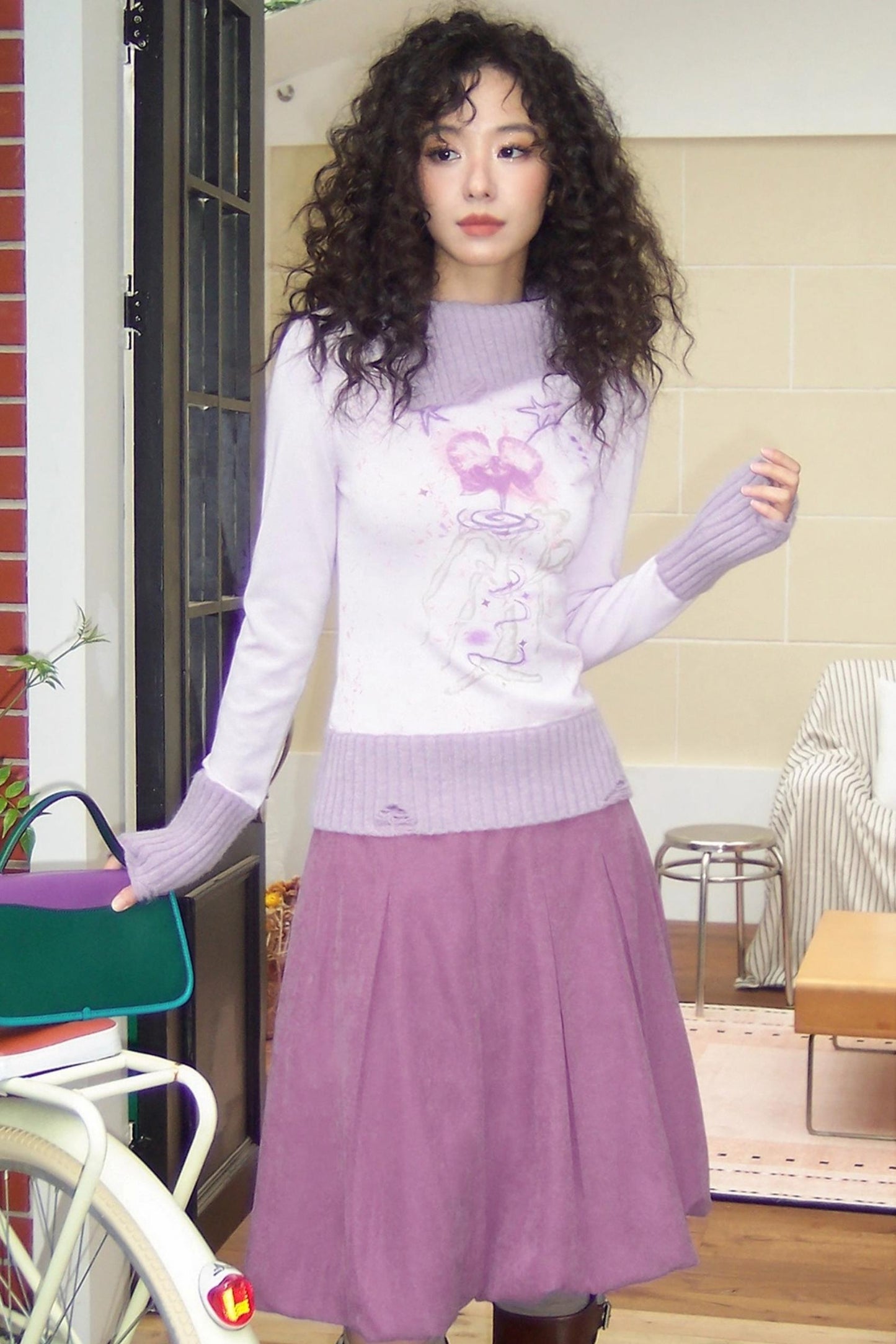 Flowers in Bloom Purple Sweater