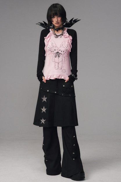 Asian Lace Stretch Long Sleeve T-Shirt