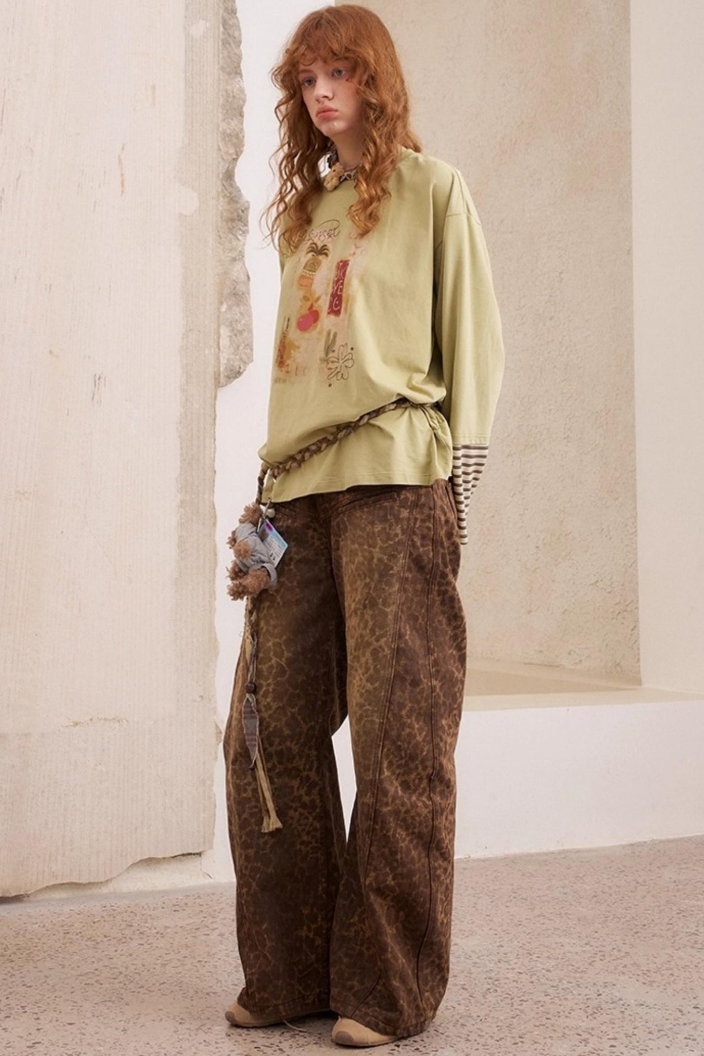 Leopard Print Straight Loose Pants