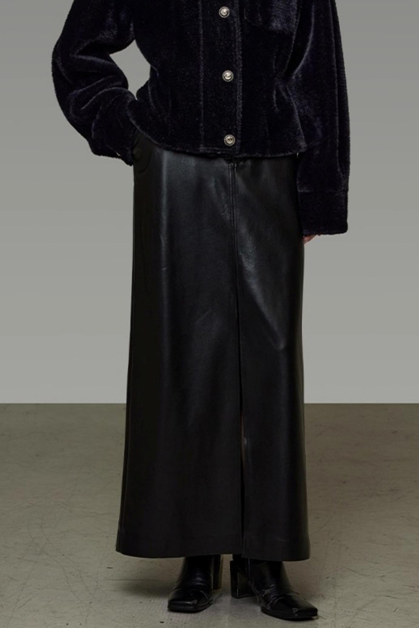 Retro Slimming Leather Skirt