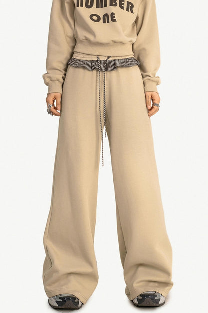 Slanted Shoulder Wide-Leg Pants Set-Up