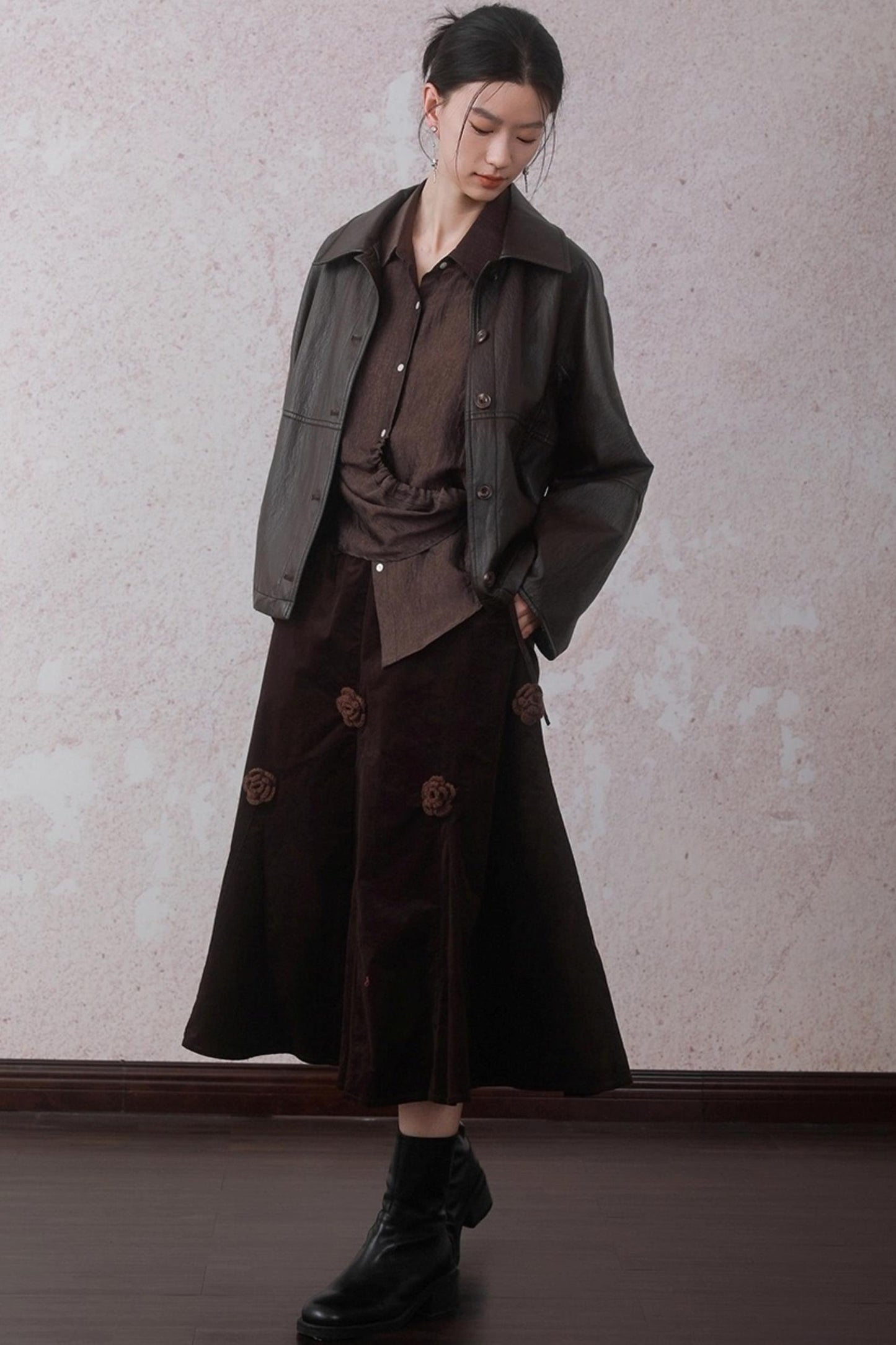 Autumn Acetate Chinese Shirt