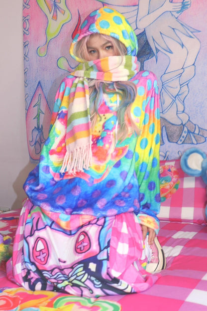 Colourful Polka Dot Hooded Sweatshirt