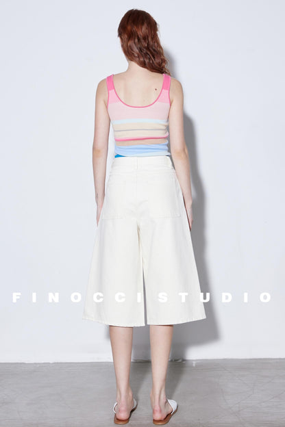 Relaxed Cotton Wide-Leg Denim Shorts