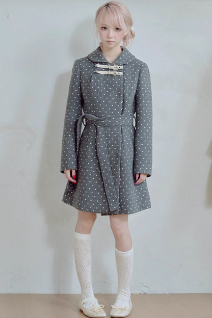 Retro Polka Dot Woolen Coat