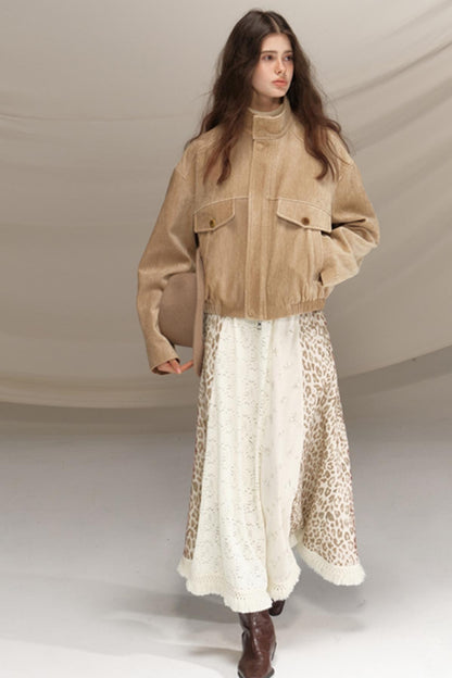 Beaded Silk Leopard Skirt