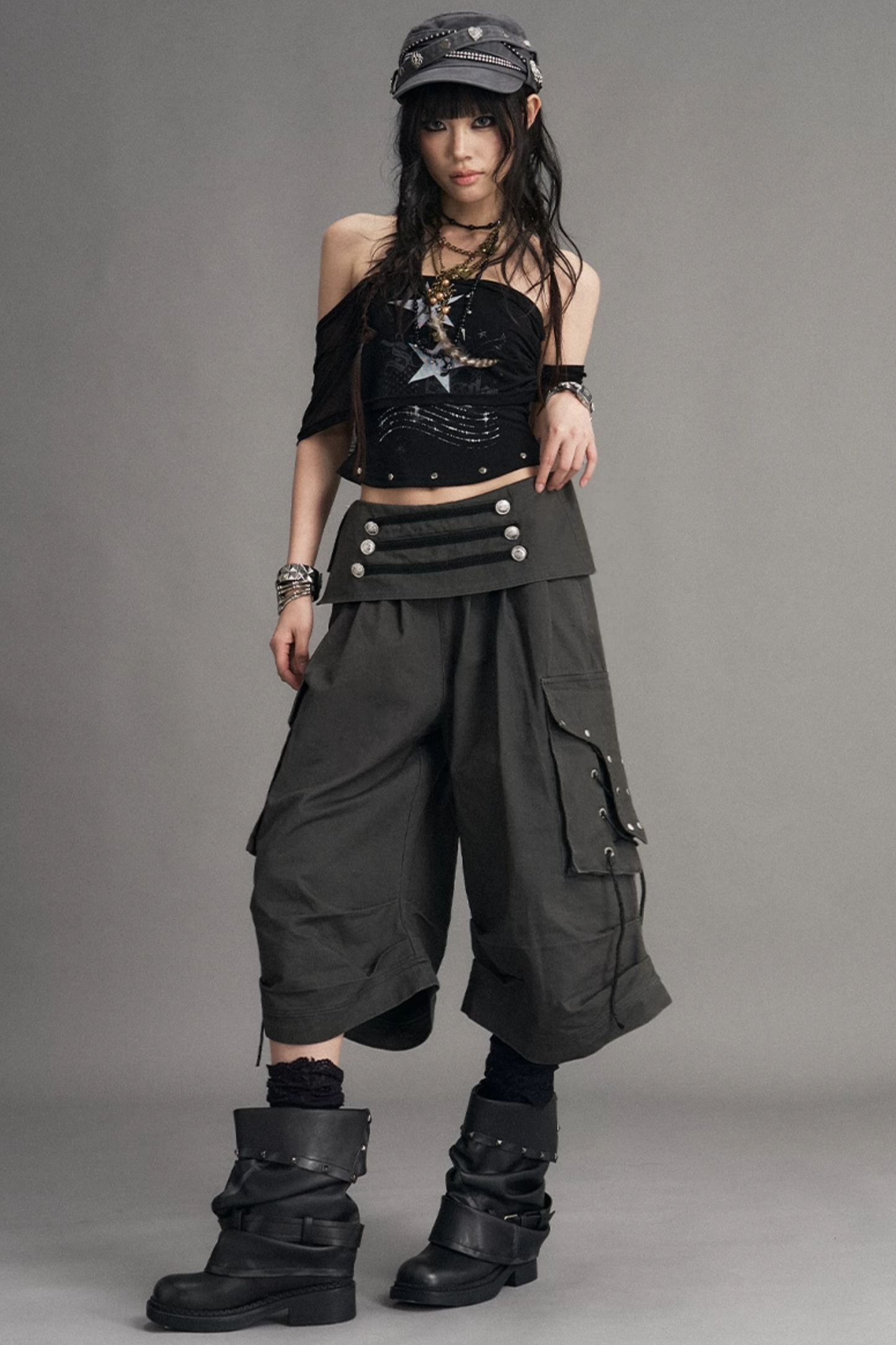 Palace pantaloni punk effetto consumato