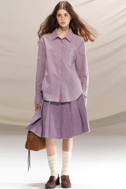 Bella Island Checkered Cotton Pocket Shirt