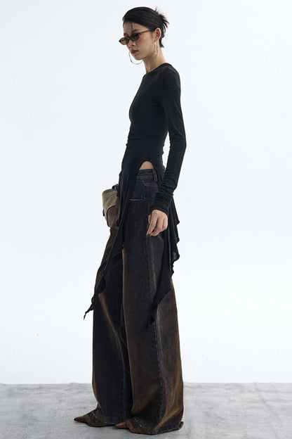 Ruffled Lyocell Asymmetrical Top