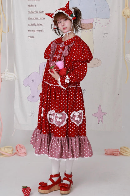 Vintage Christmas Polka Dot Lolita Dress