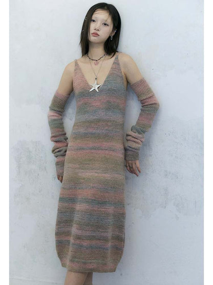 Gradation Knit V-Neck Cami Dress