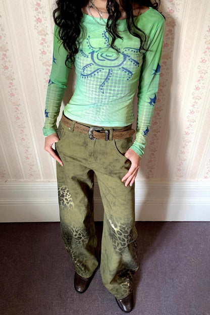 Mesh Slim Long-Sleeved Top