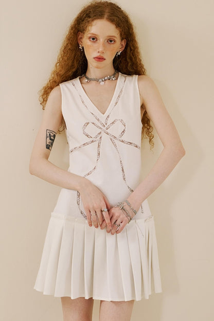 Chic V-Neck Lace Knit Dress