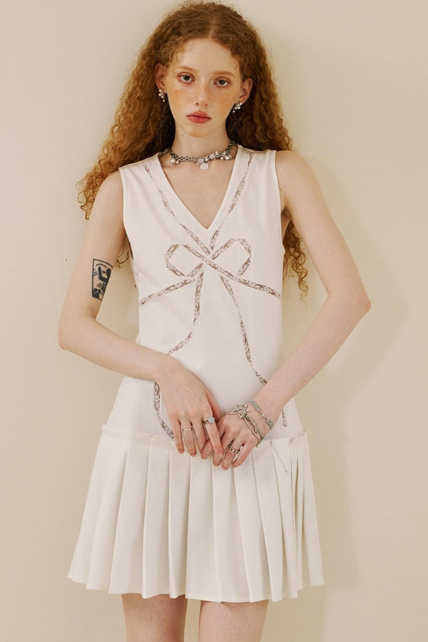 Chic V-Neck Lace Knit Dress