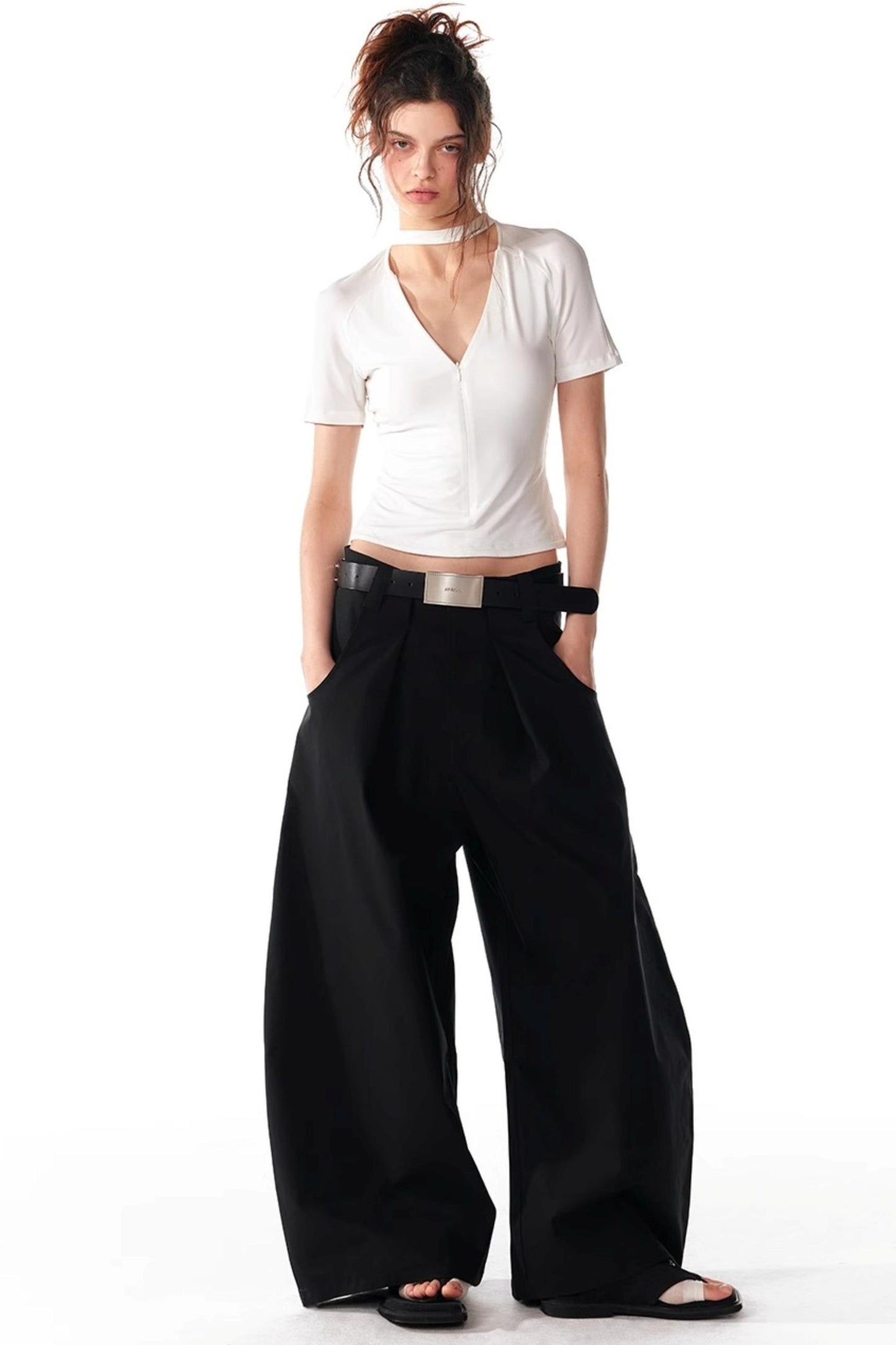 Slim Zipper Raglan Top