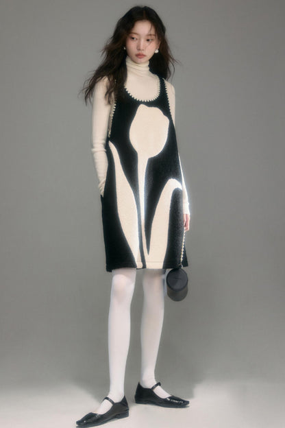 Little Tulip Flower Woolen Vest Dress