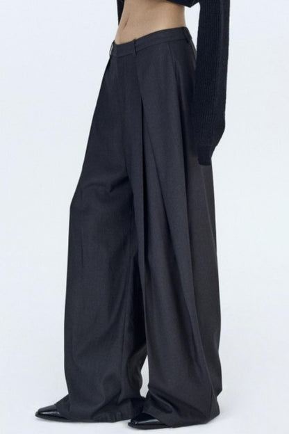 Pleated Dark Gray Scimitar Pants