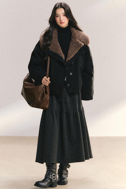 Large Fur Collar Wool Coat