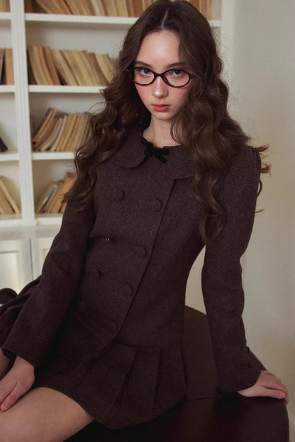 Retro Houndstooth Pleated Dress