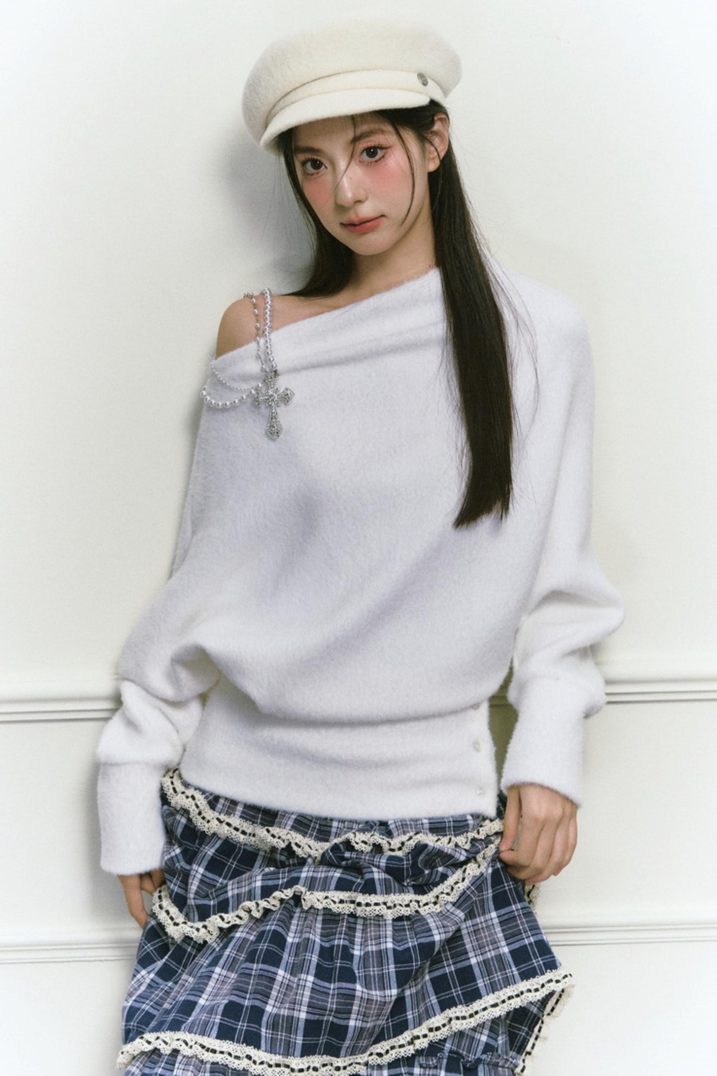 White Foaminck Slouch Sweater