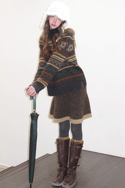 Vintage Wool Fair Isle Sweater Set-Up