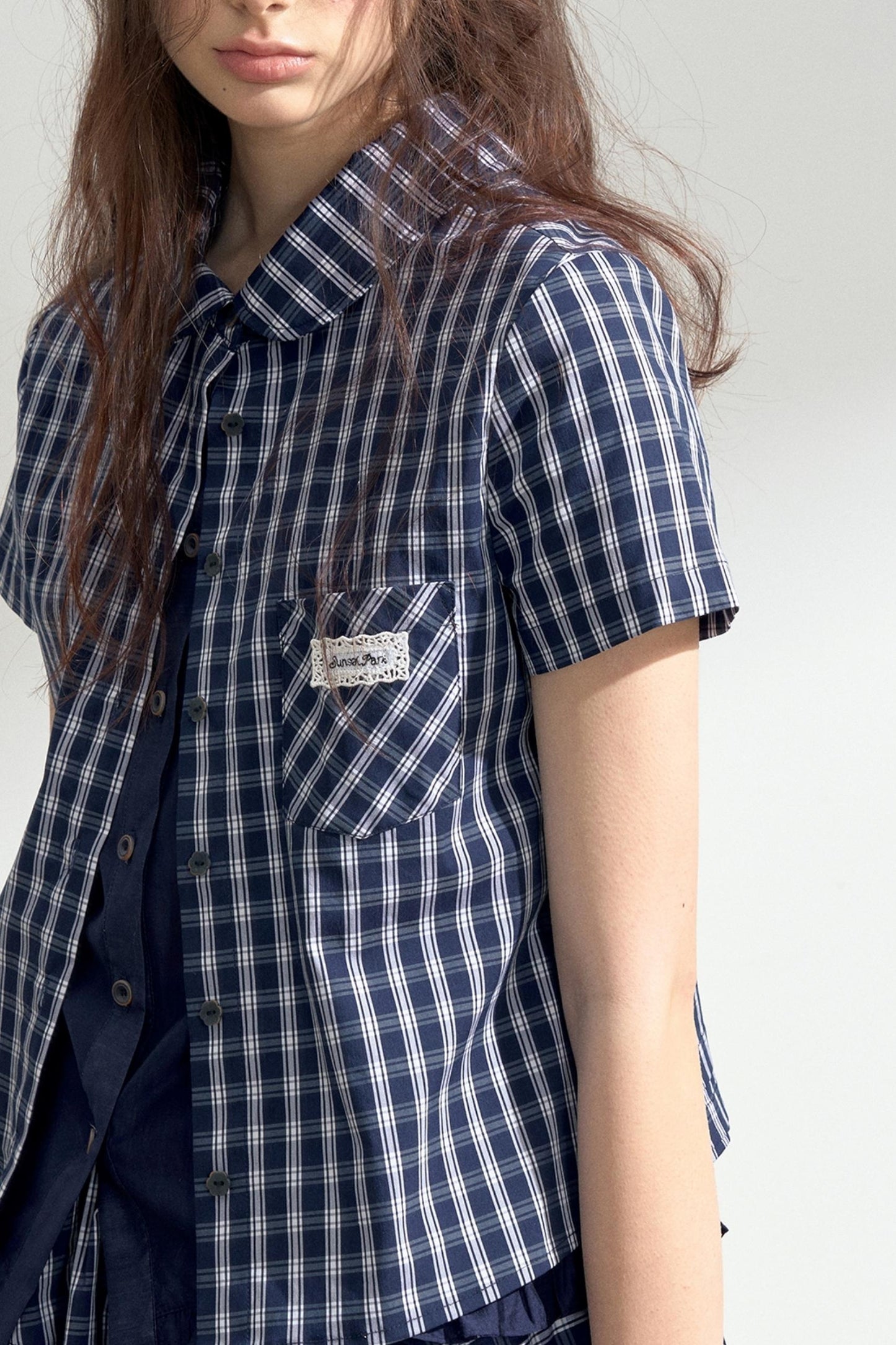 Vintage Blue Check Shirt & Layered Puffy Skirt Set-Up