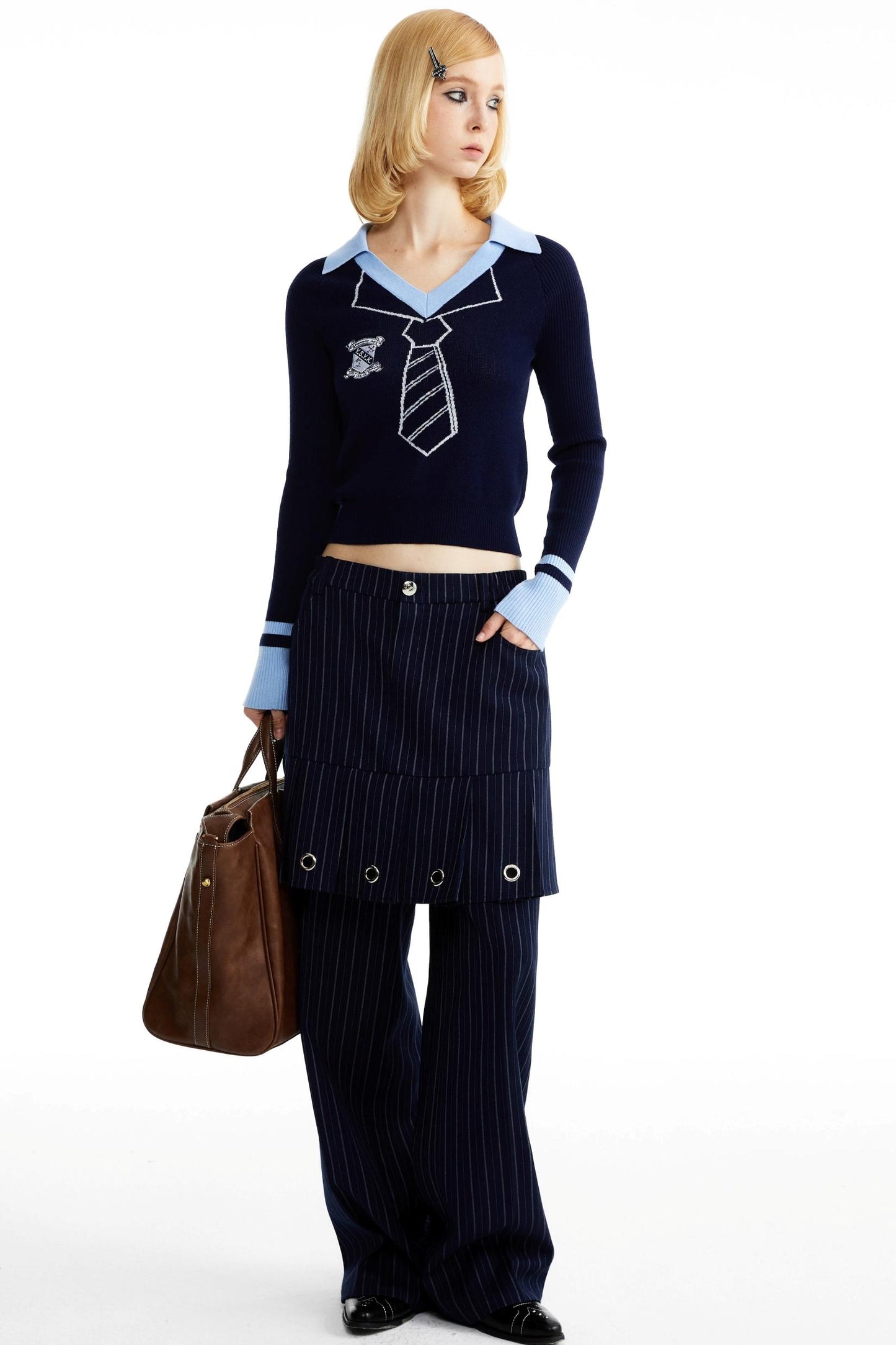 Fake Two-Piece Culottes Straight Pants