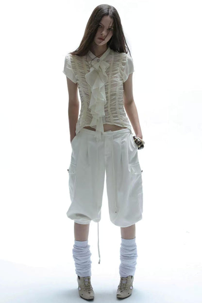 Equestrian Cargo Pleated Cuffed Pants