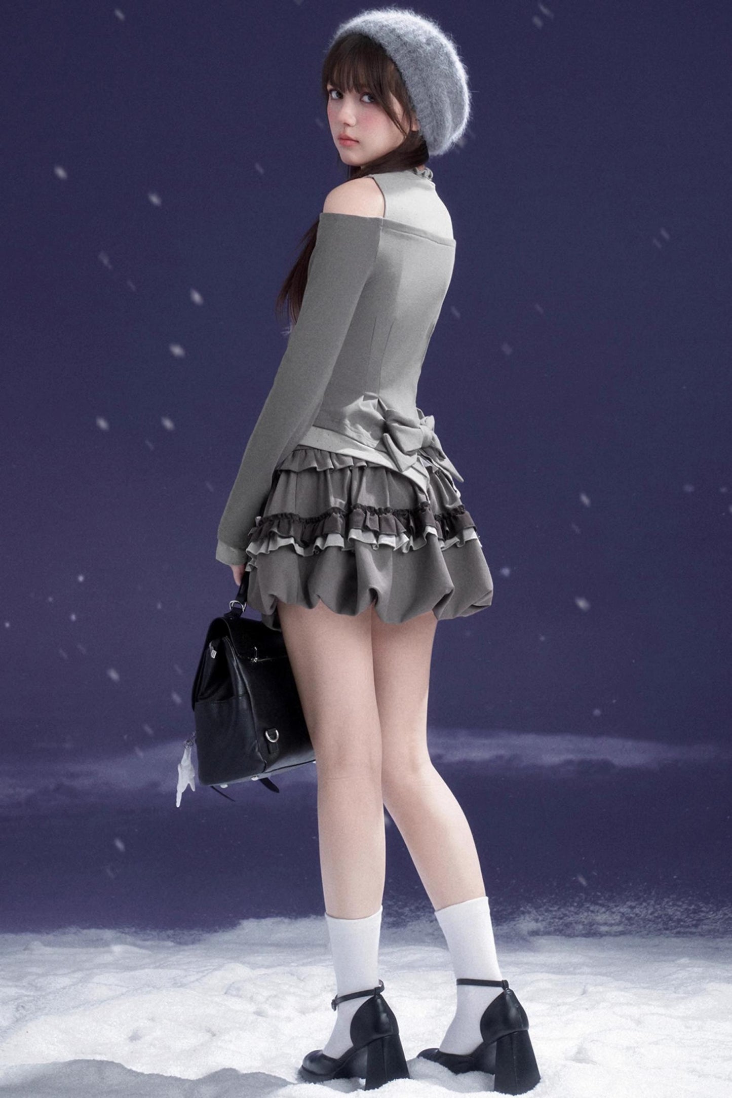 Energetic Two-Tone Off-Shoulder Top