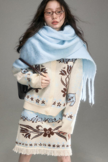 Paradise Jacquard Tulip Cardigan Set-Up