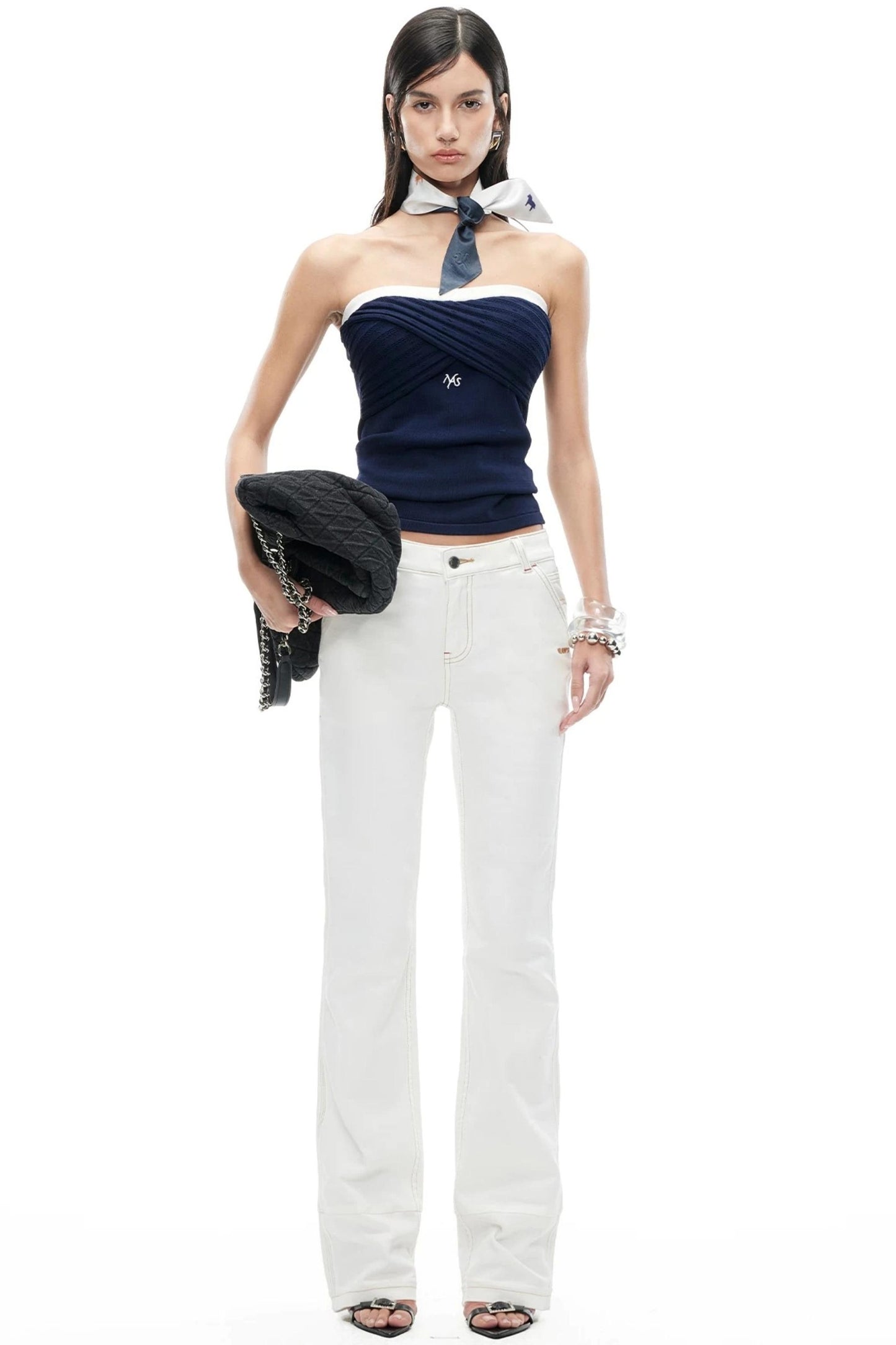 Lace Knit Ruched Vest