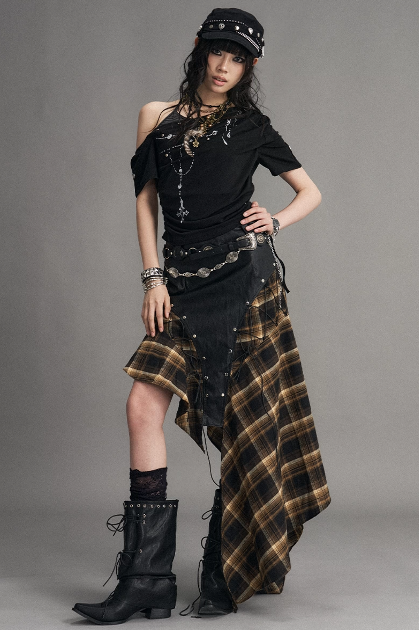 Punk Retro Plaid Skirt