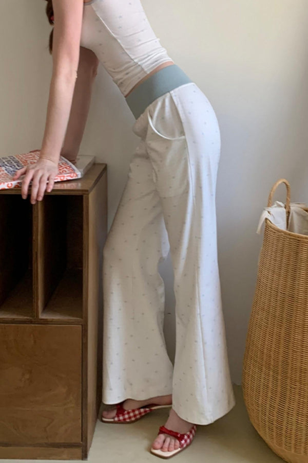 Summer Color-Block Wide-Leg Pants